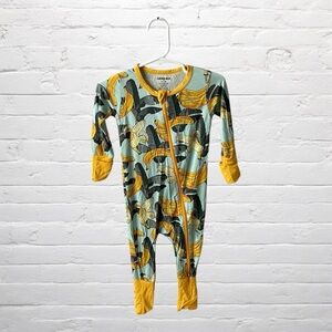 Lucky Elk // Bamboo Banana Print Kids Footie with Convertible Cuffs